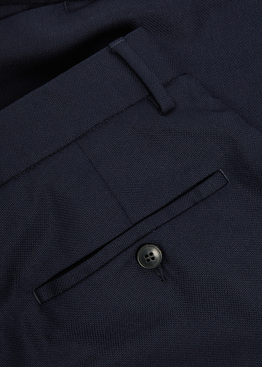 Sunspel Textured Slim-leg Stretch-wool Trousers Navy