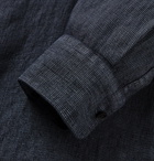 120% - Garment-Dyed Striped Linen Shirt - Blue