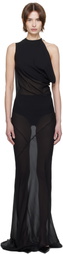 AARON ESH Black Asymmetric Cowl Maxi Dress