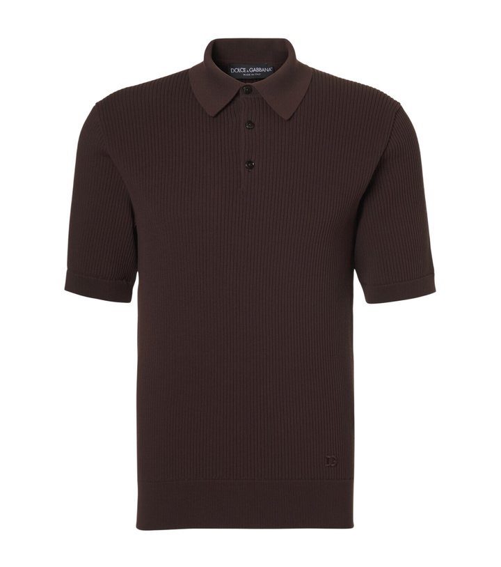 Photo: Dolce&Gabbana Ribbed-knit cotton polo sweater