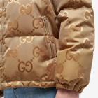 Gucci Men's Jumbo GG Jacquard Down Hooded Jacket in Beige