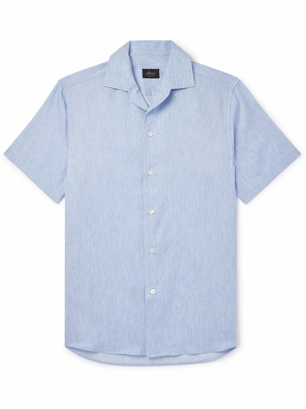 Photo: Brioni - Cotton, Linen and Silk-Blend Shirt - Blue