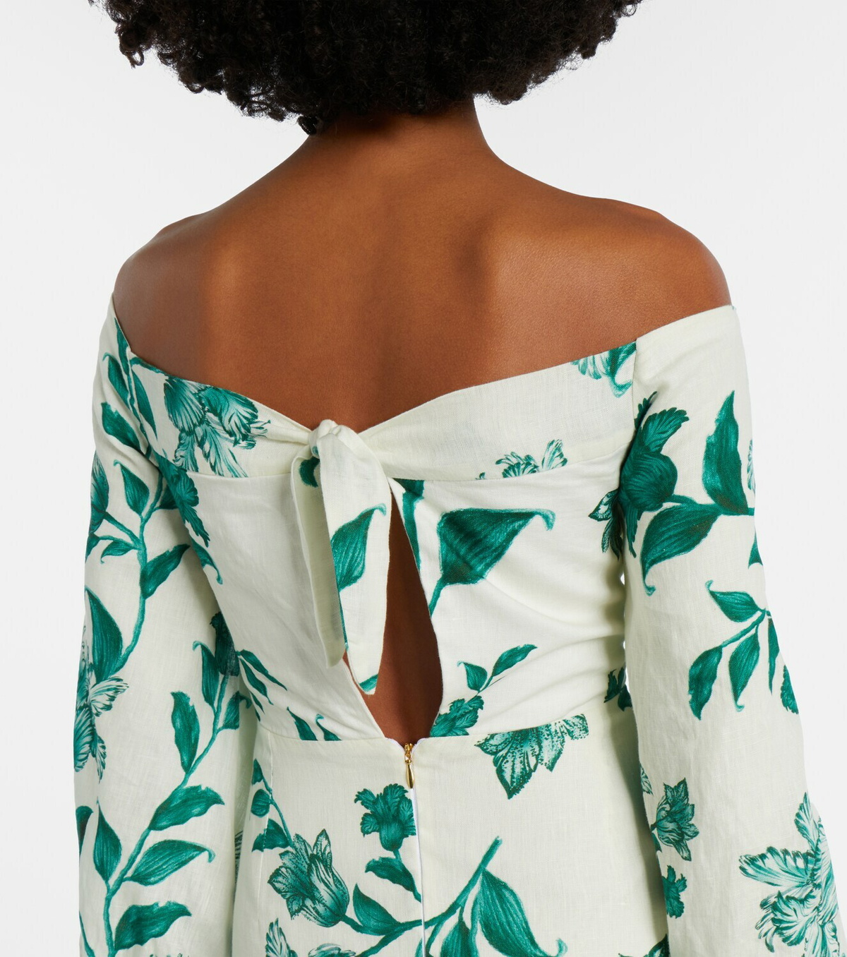 Agua by Agua Bendita Senlis printed off-shoulder linen maxi dress