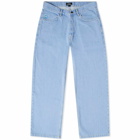 Blue Flowers Men's Denim Jeans in Washed Blue