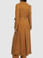 ALBERTA FERRETTI Double Breasted Twill Long Trench Coat