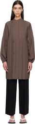 PLEATS PLEASE ISSEY MIYAKE Brown Smooth Coat