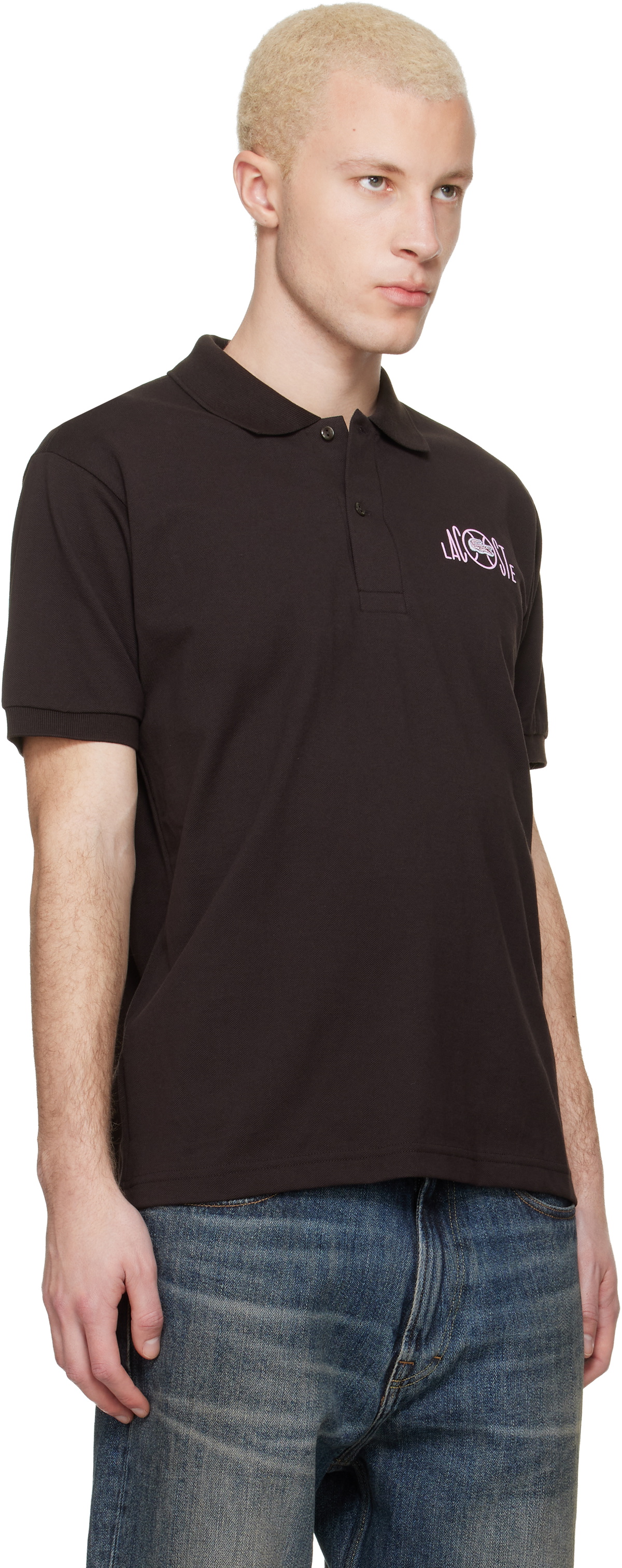 Lacoste Brown Classic Fit Graphic Branding Polo