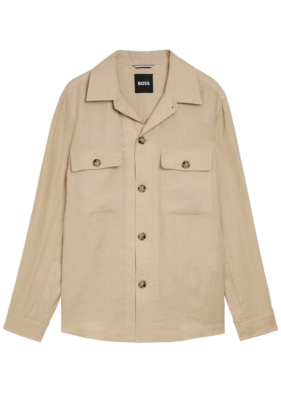 Boss Linen Overshirt Beige