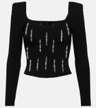 Costarellos Lamarr embellished ribbed-knit top