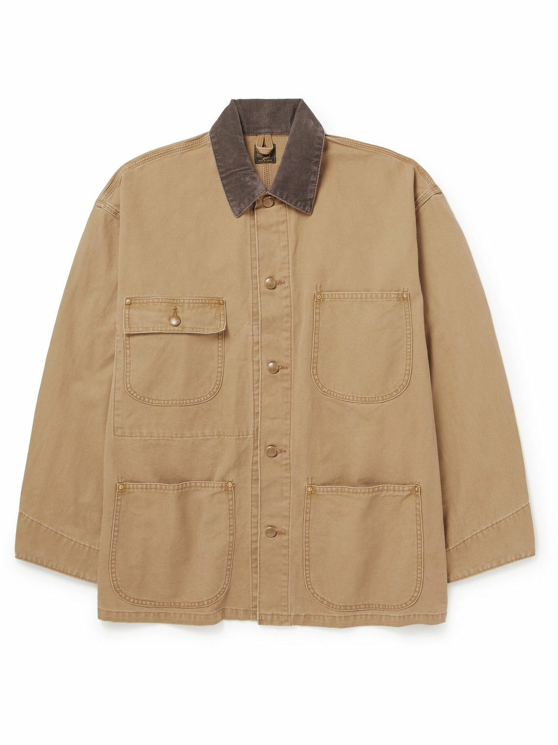 OrSlow - Corduroy-Trimmed Cotton-Canvas Chore Jacket - Brown