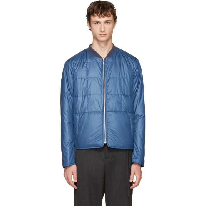 Maison Margiela Reversible Indigo Quilted Bomber Jacket Maison