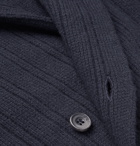 Rubinacci - Slim-Fit Double-Breasted Ribbed Cashmere Cardigan - Men - Navy