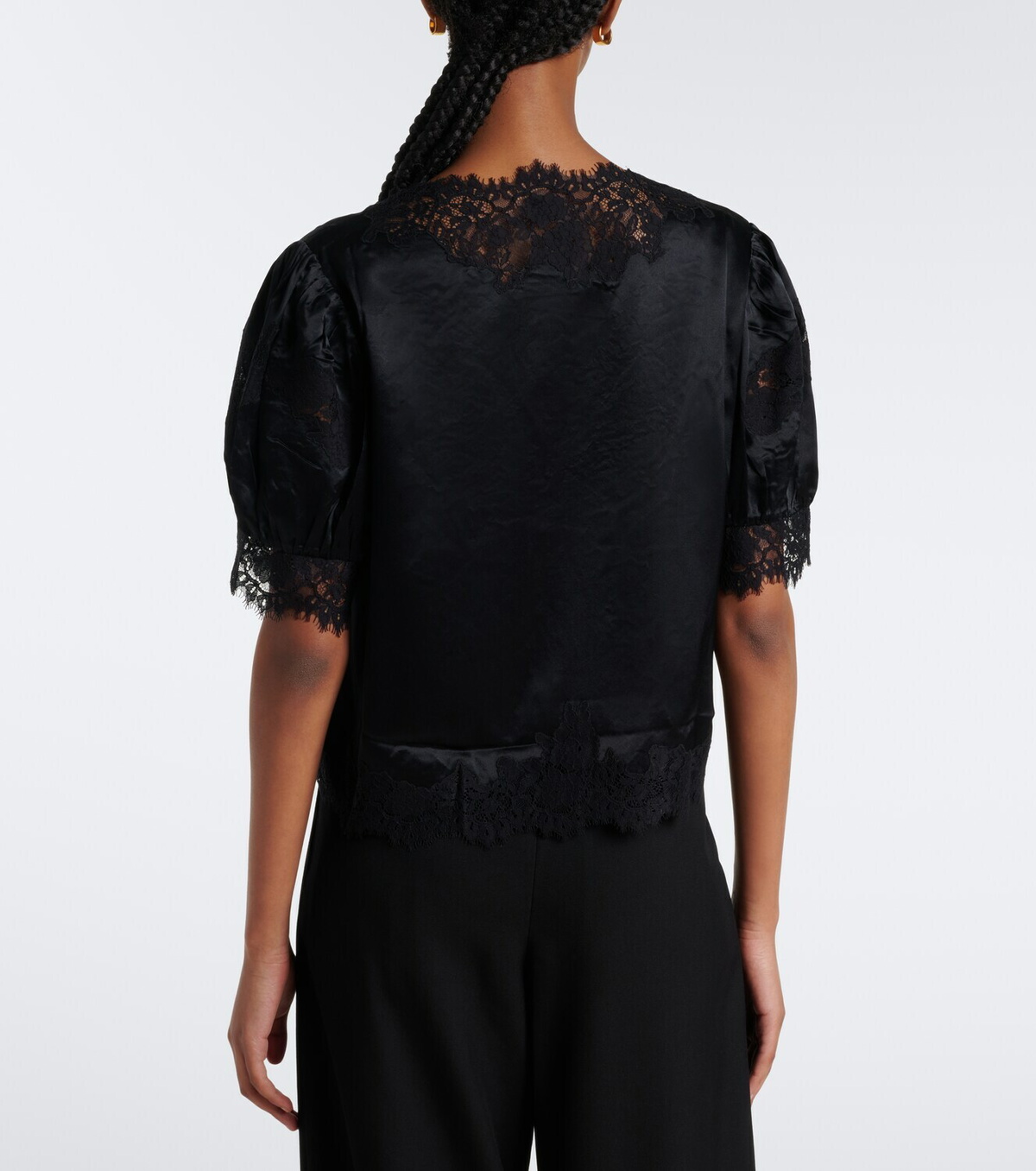 Dôen Idella lace-trimmed silk satin top