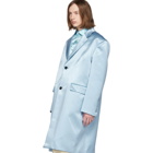 Raf Simons Blue Silk Classic Big Coat