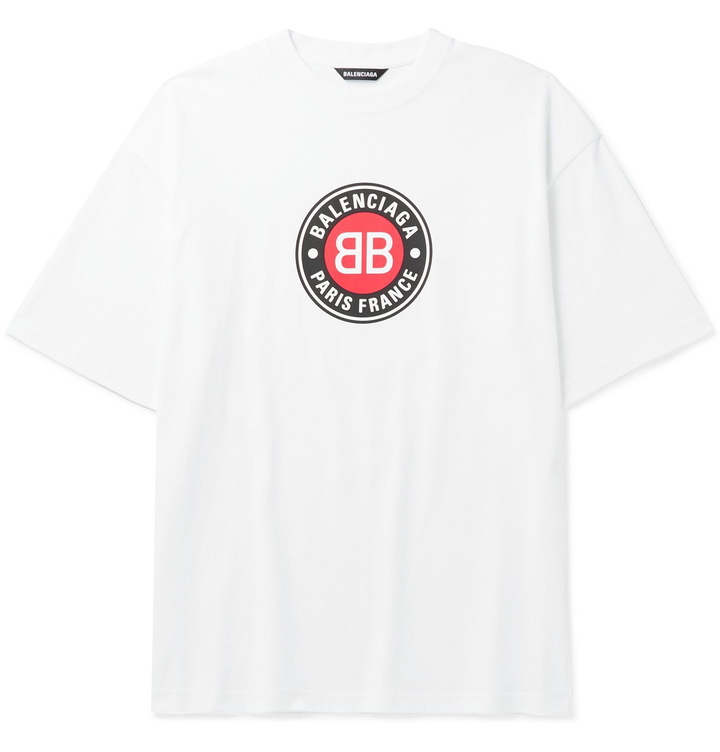 Photo: Balenciaga - Oversized Logo-Print Cotton-Jersey T-Shirt - White