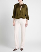 Manila Grace Womens Top Military in Green