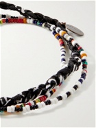 Mikia - Glass and Bandana-Print Cotton Beaded Necklace