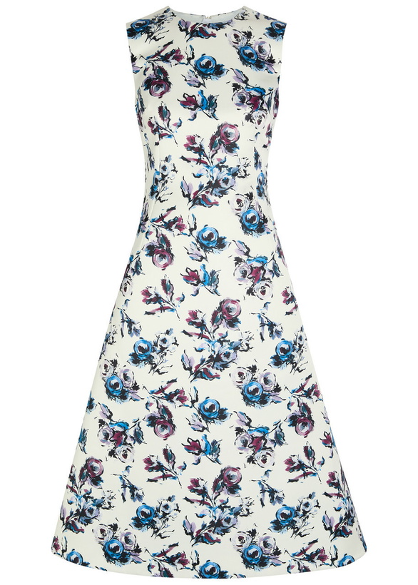 Photo: Emilia Wickstead Rumi Floral Satin Midi Dress Purple