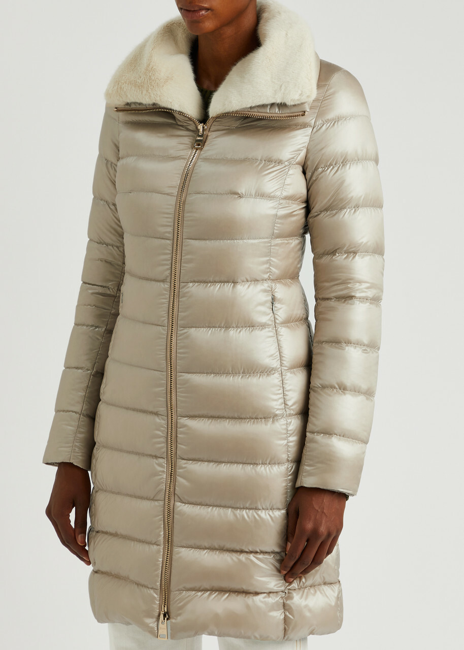 Herno Quilted Faux Fur-trimmed Shell Jacket Cream
