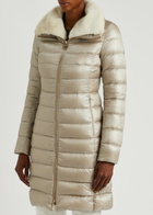 Herno Quilted Faux Fur-trimmed Shell Jacket Cream