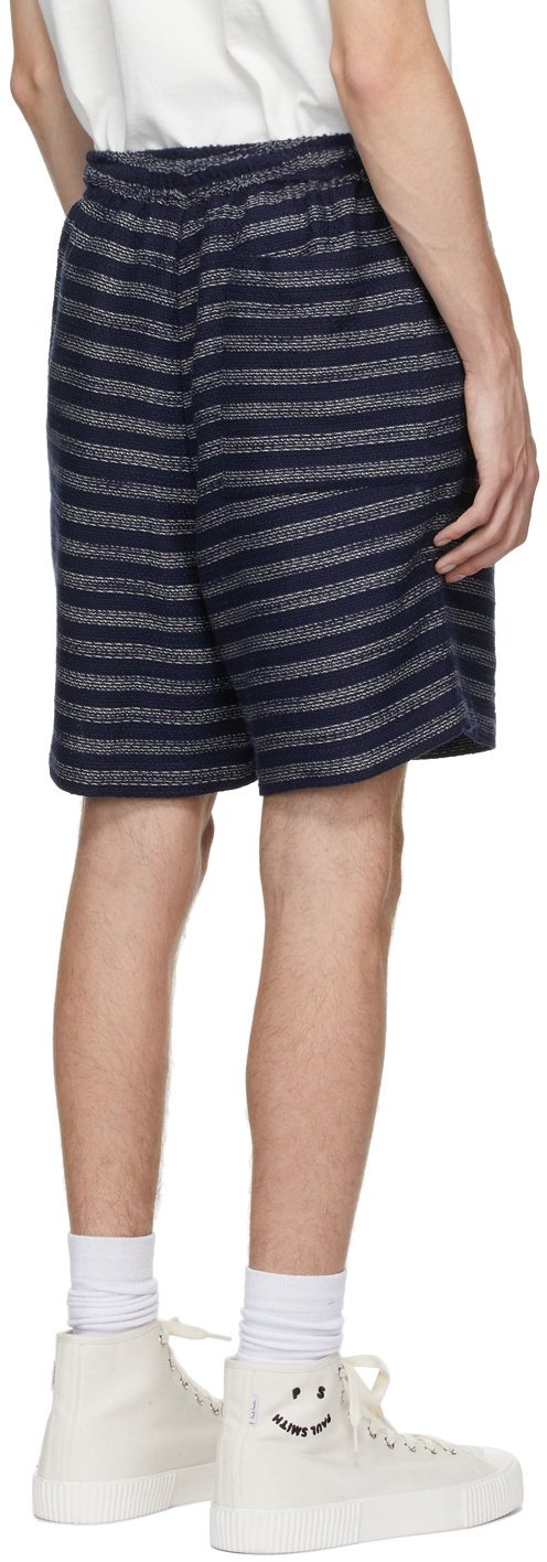 COMMAS Blue Linen Textured Long Shorts Commas