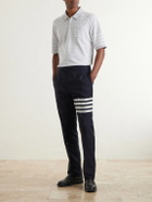 Thom Browne - Striped Cotton-Jersey Polo Shirt - Gray