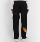 Off-White - Slim-Fit Appliquéd Stretch-Scuba Suit Trousers - Black