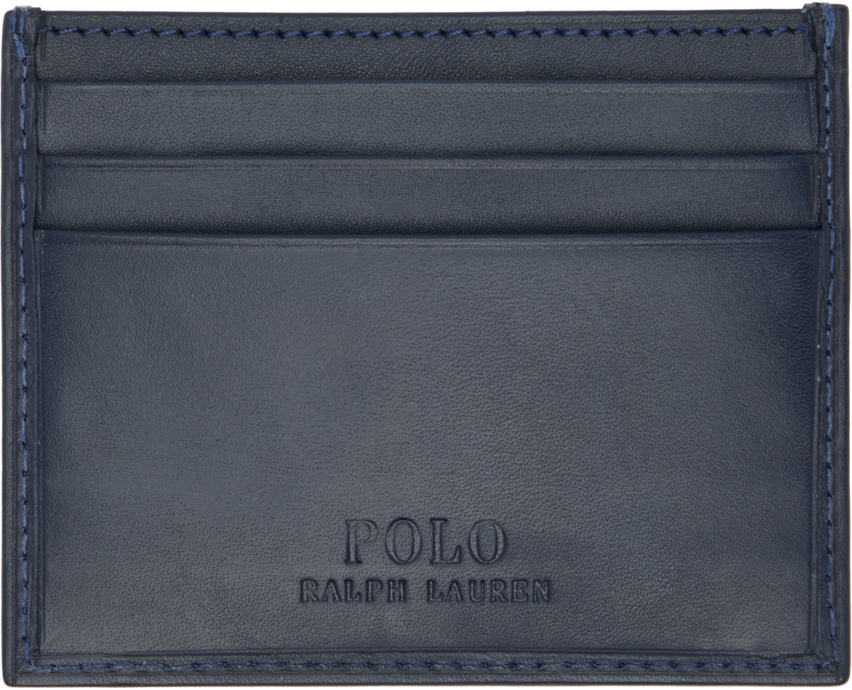 Polo Ralph Lauren Navy Polo Bear Leather Card Holder