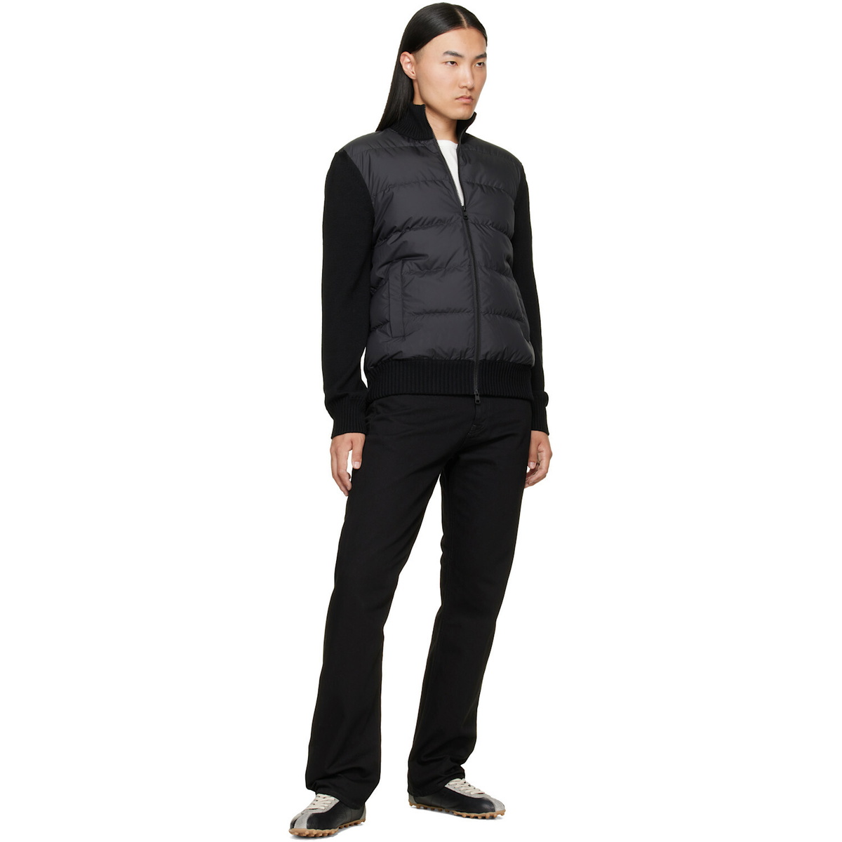 Moncler Black Padded Wool Zip-Up Down Cardigan