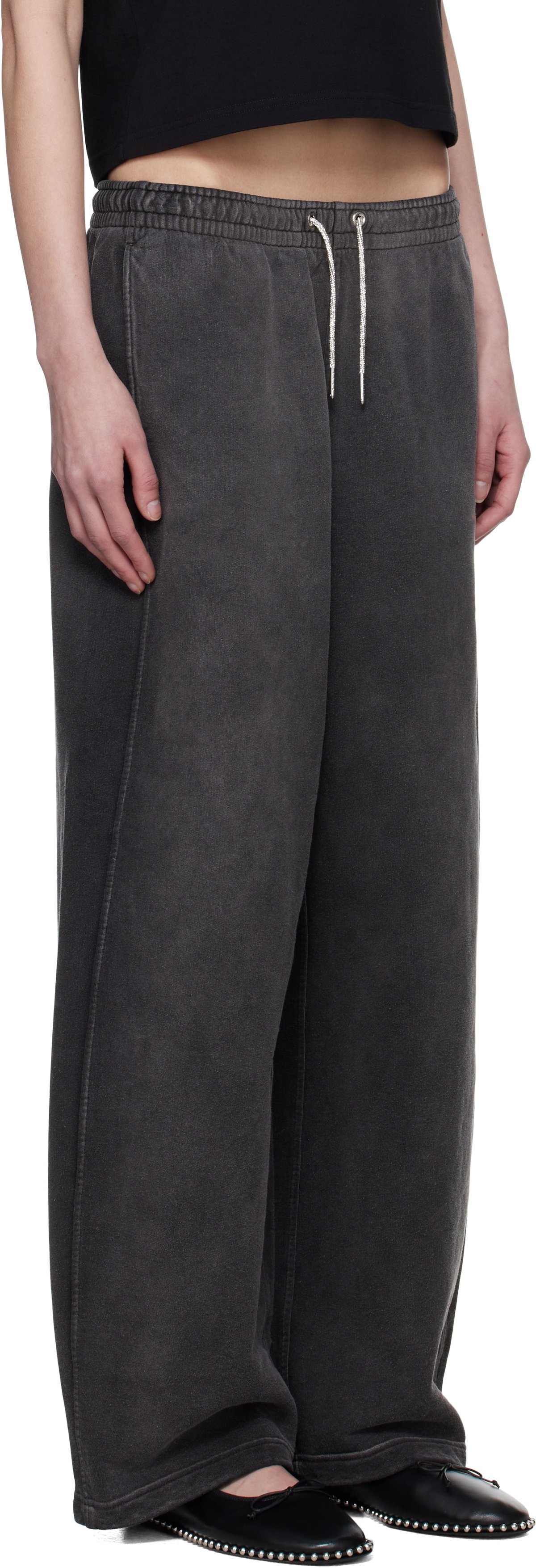 alexanderwang.t Gray Crystal Hotfix Drawcord Sweatpants