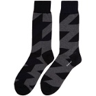 Sacai Black and Grey Glencheck Socks