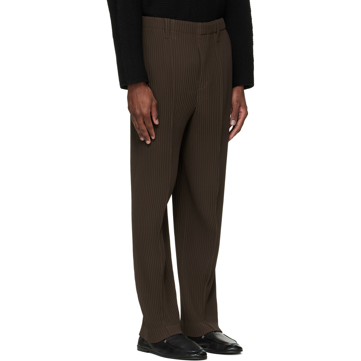 HOMME PLISSÉ ISSEY MIYAKE Brown Tuxedo Pleats Trousers