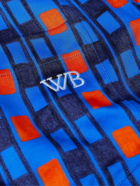 Wales Bonner - Camp-Collar Logo-Embroidered Printed Satin Shirt - Blue