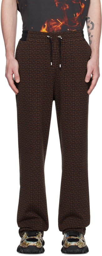 Photo: Balmain Brown Monogrammed Sweatpants