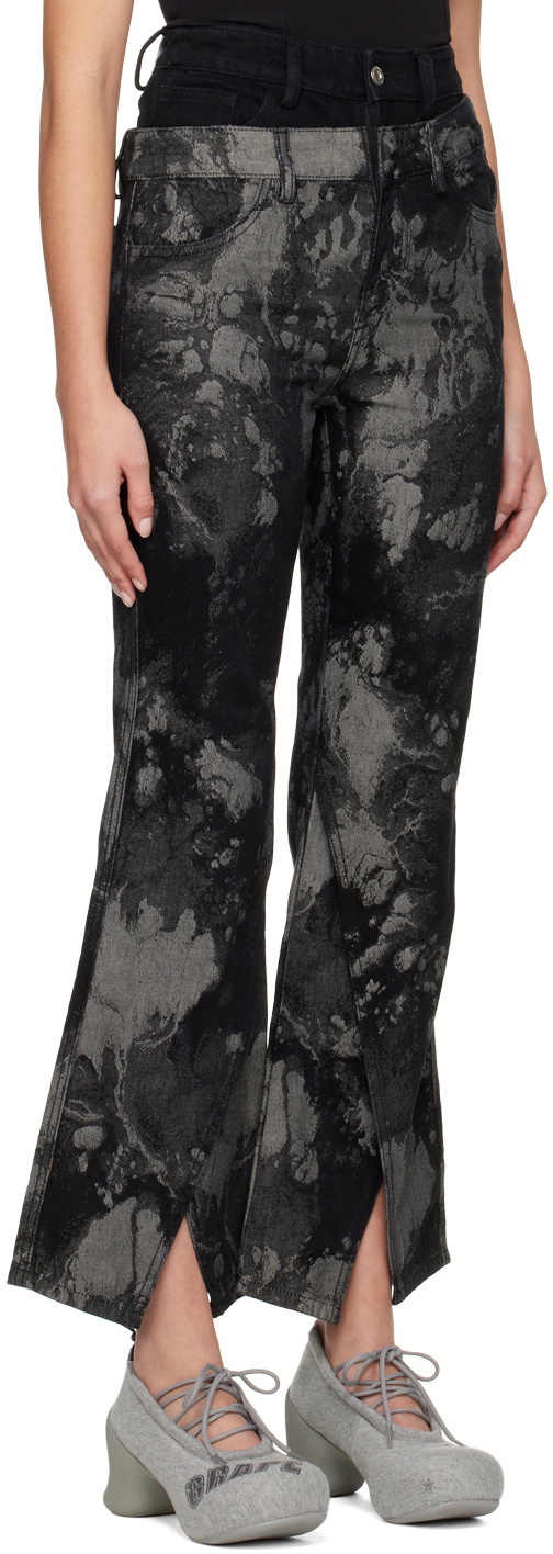 Feng Chen Wang Black Jacquard Jeans
