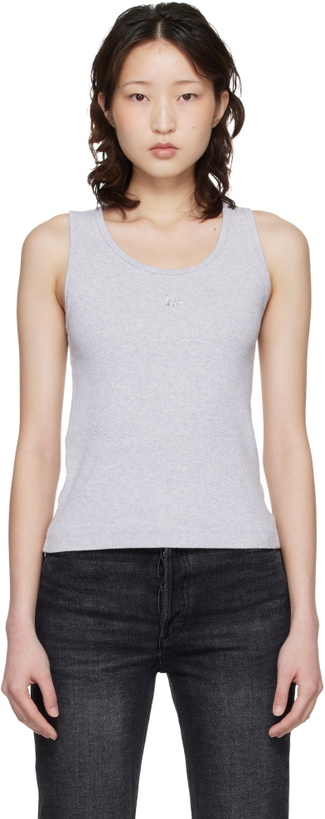 Photo: Maison Kitsuné Gray Baby Fox Ribbed Tank Top