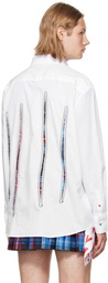 Charles Jeffrey Loverboy White Fred Perry Edition Tartan Patch Shirt