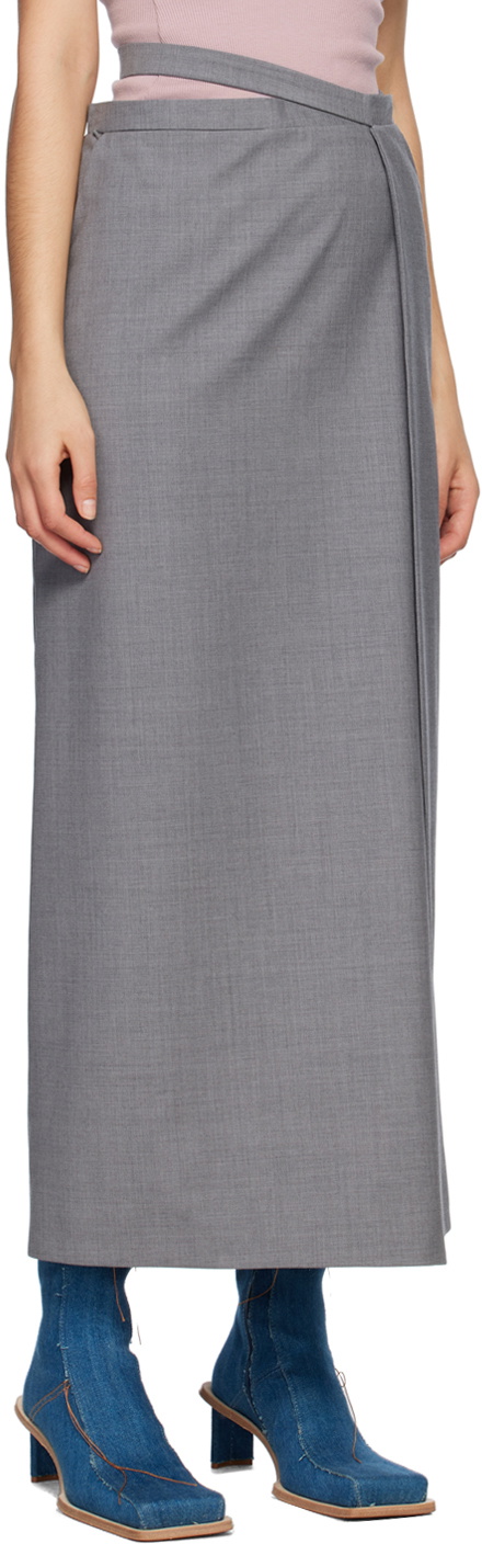SRVC Gray Wrap Midi Skirt
