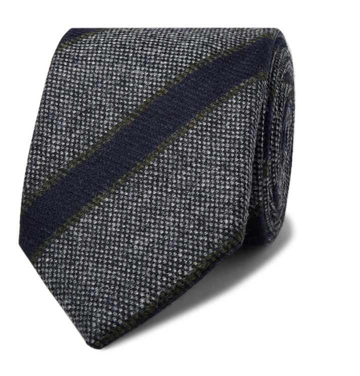Photo: Kingsman - Drake's 8cm Striped Wool Tie - Gray