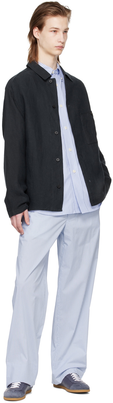DOCUMENT Blue Striped Trousers