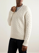 Dunhill - Cable-Knit Cotton and Cashmere-Blend Sweater - Neutrals