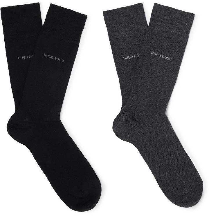 Photo: Hugo Boss - Two-Pack Stretch Cotton-Blend Socks - Men - Black