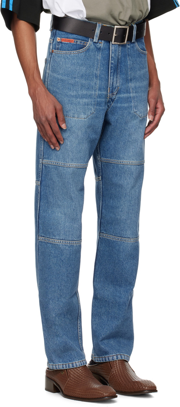 Martine Rose Blue & Khaki Camo Reversible Jeans