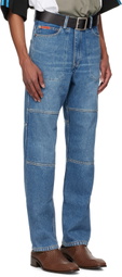 Martine Rose Blue & Khaki Camo Reversible Jeans