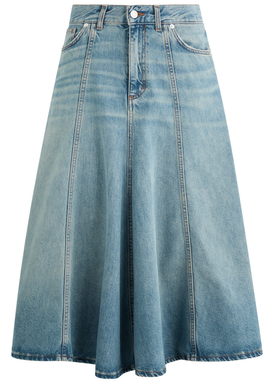 Haikure Serenity Panelled Denim Midi Skirt Blue
