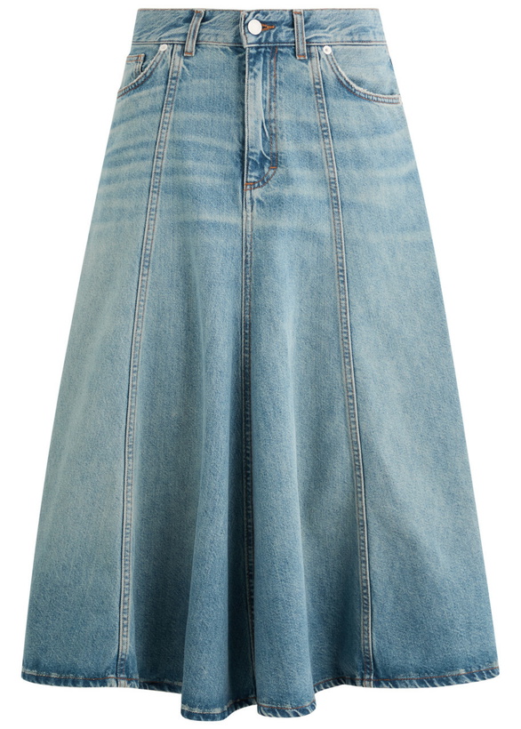 Photo: Haikure Serenity Panelled Denim Midi Skirt Blue