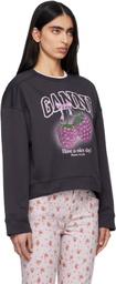 GANNI Black Raspberries Crewneck Sweatshirt