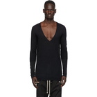 Rick Owens Black Mohair V-Neck Sweater