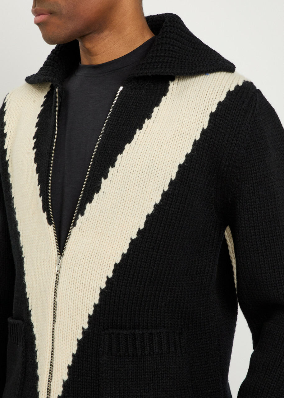 Valentino Garavani Logo-intarsia Wool Cardigan White