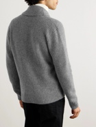 TOM FORD - Shawl-Collar Ribbed Brushed Cashmere and Silk-Blend Cardigan - Gray